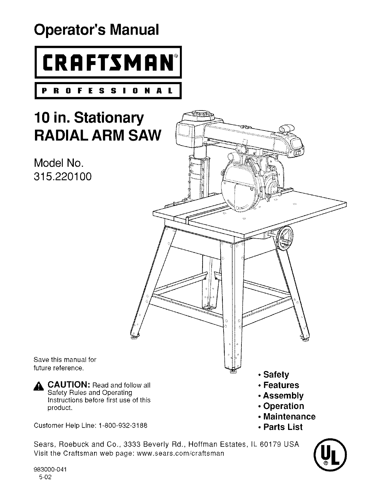 craftsman radial arm saw table assembly